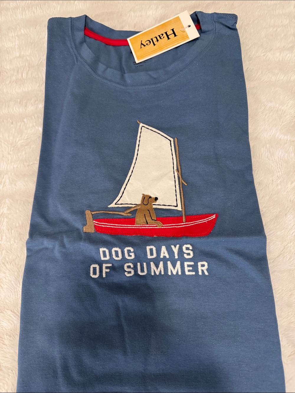 Hatley Blue Sailboat & Dog Embroidered Short Sleeve Tee